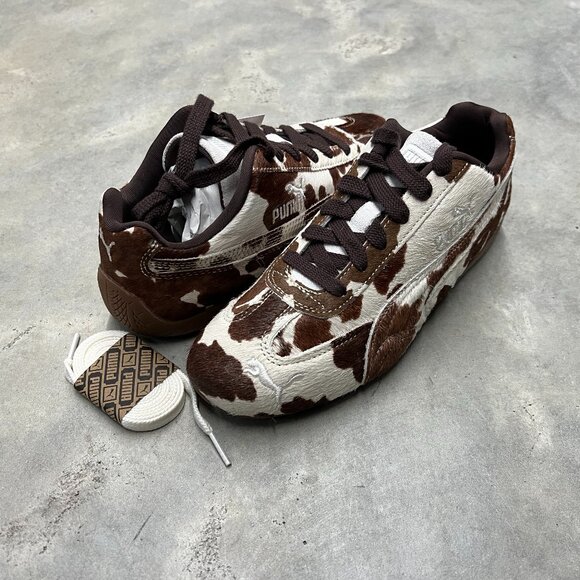Puma Shoes - Puma Brown and White Cowprint Sneakers